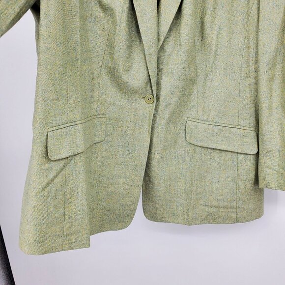 Lands' End Wool, Silk, Linen Blend Green Single Button Blazer Suit Jacket 18W - Picture 9 of 10